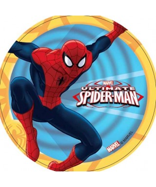 Disque azyme Spiderman fond bleu cadre jaune Marvel