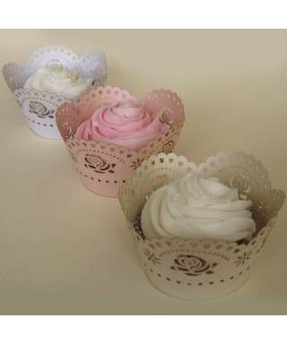 Caissette wrap cupcake Rose dentelée PME