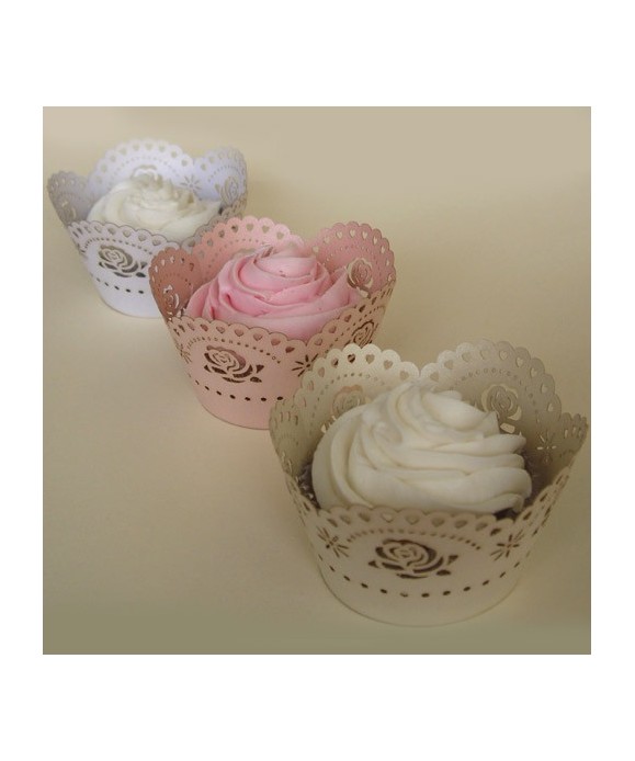 Caissette wrap cupcake Rose dentelée PME Caissette wrap cupcake Rose dentelée PME