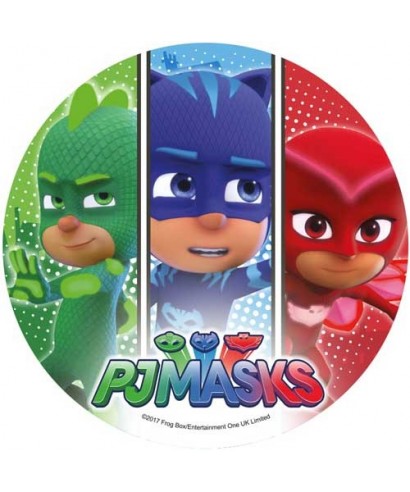 Disque pâte à sucre de bibou, yoyo et gluglu des Pyjamasques Disque pâte à sucre de bibou, yoyo et gluglu des Pyjamasques