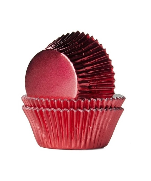 Caissette cupcake Rouge métallisé pk/24 HoM