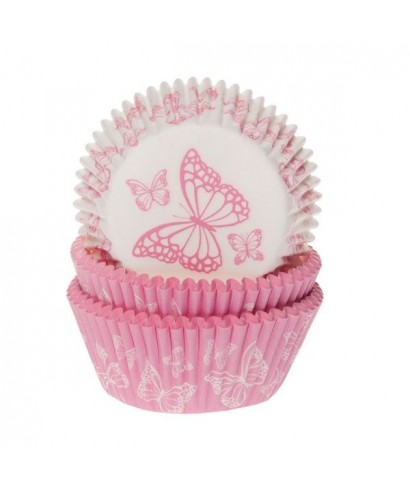 Caissette cupcake Papillon Rose pk/50 House of Marie