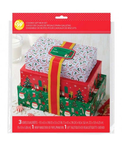 Boîte à Gâteau de Noël avec Rubans Set/3 Wilton à 6,49
