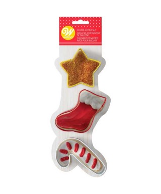 Emporte-pièce métal Étoile, Chaussette, Canne set/3 Wilton