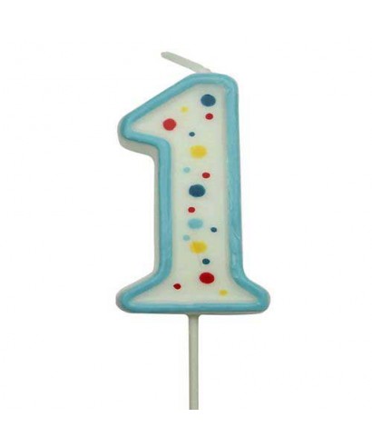 Bougie d'Anniversaire chiffre 1 bleue PME à 1,49 €