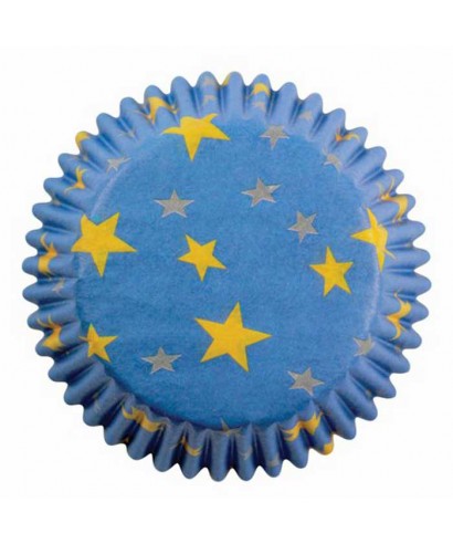 Caissette cupcake Bleu à étoiles dorée pk/60 Pme Caissette cupcake Bleu à étoiles dorée pk/60 Pme