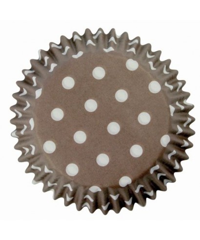 Caissette cupcake Marron à pois blancs pk/60 Pme