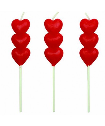 Bougie coeur rouge Set/8 PME Bougie coeur rouge Set/8 PME