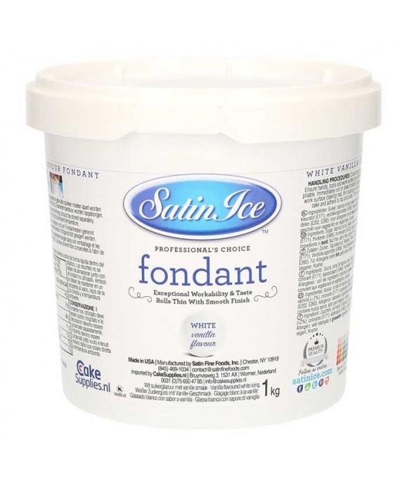 Satin Ice Pâte à sucre Vanille Blanche 1 kg Satin Ice Pâte à sucre Vanille Blanche 1 kg
