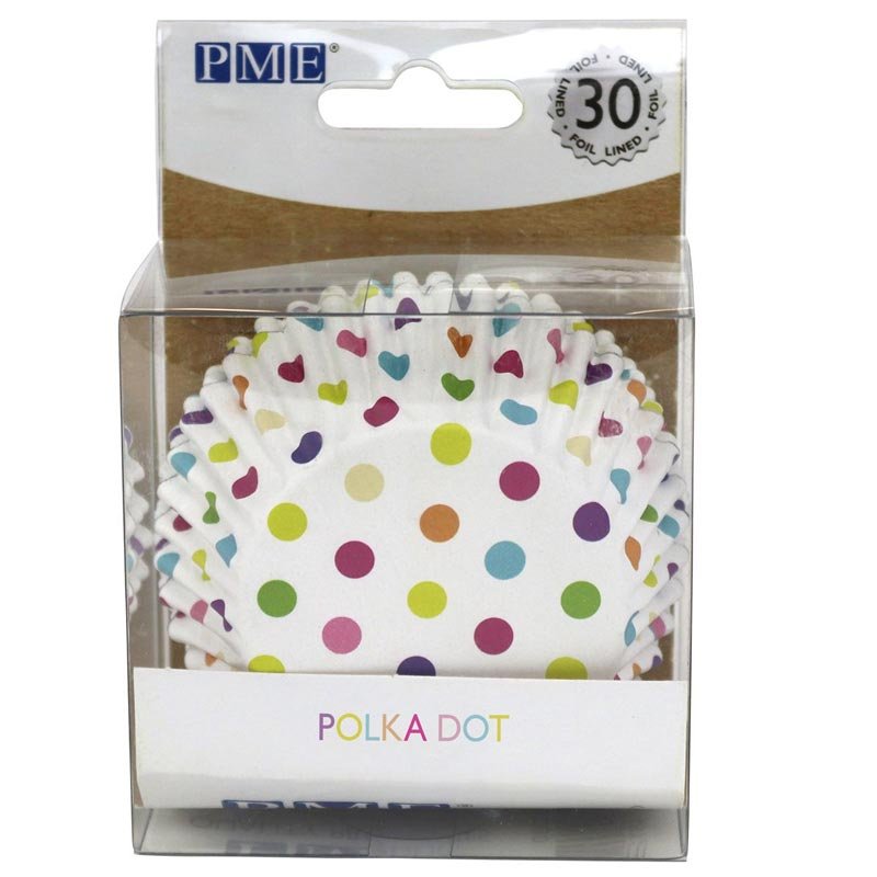 Caissette cupcake Blanche à pois multicolores PME