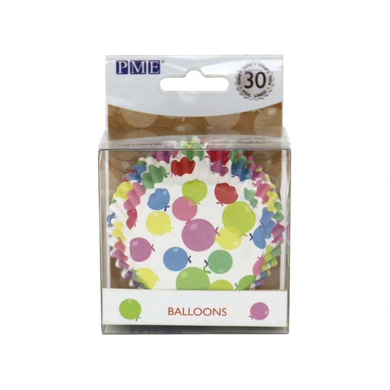 Caissette cupcake Blanche à Ballons multicolores PME