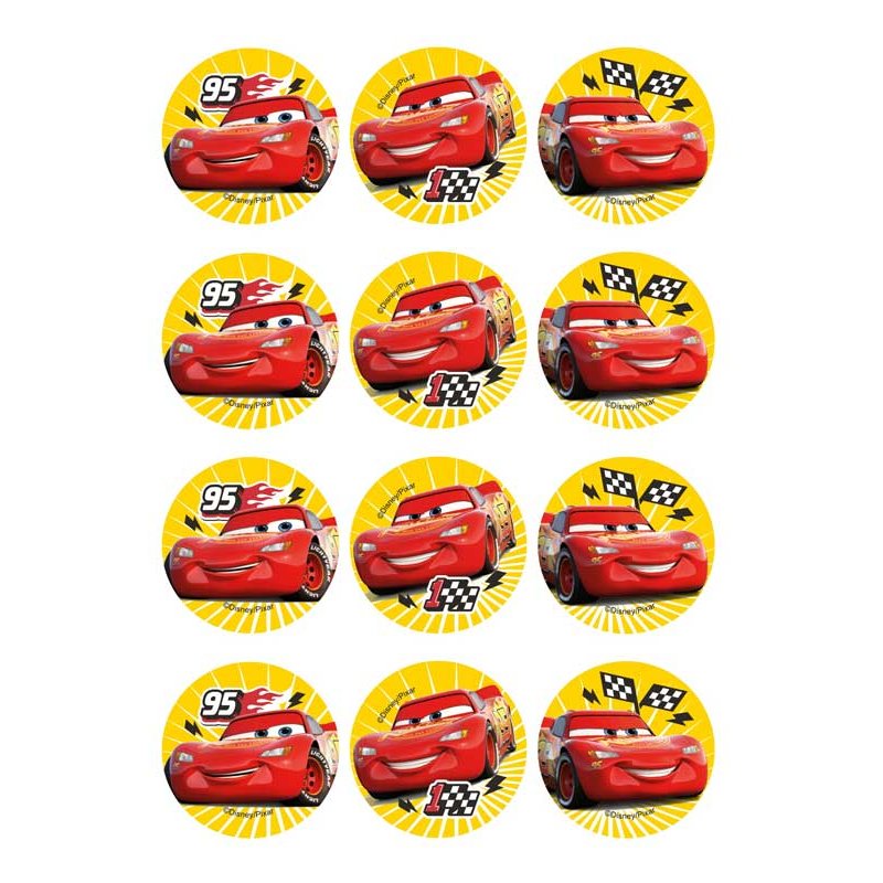 Mini disques à cupcake de Flash Mc Queen Cars Disney Pixar Mini disques à cupcake de Flash Mc Queen Cars Disney Pixar