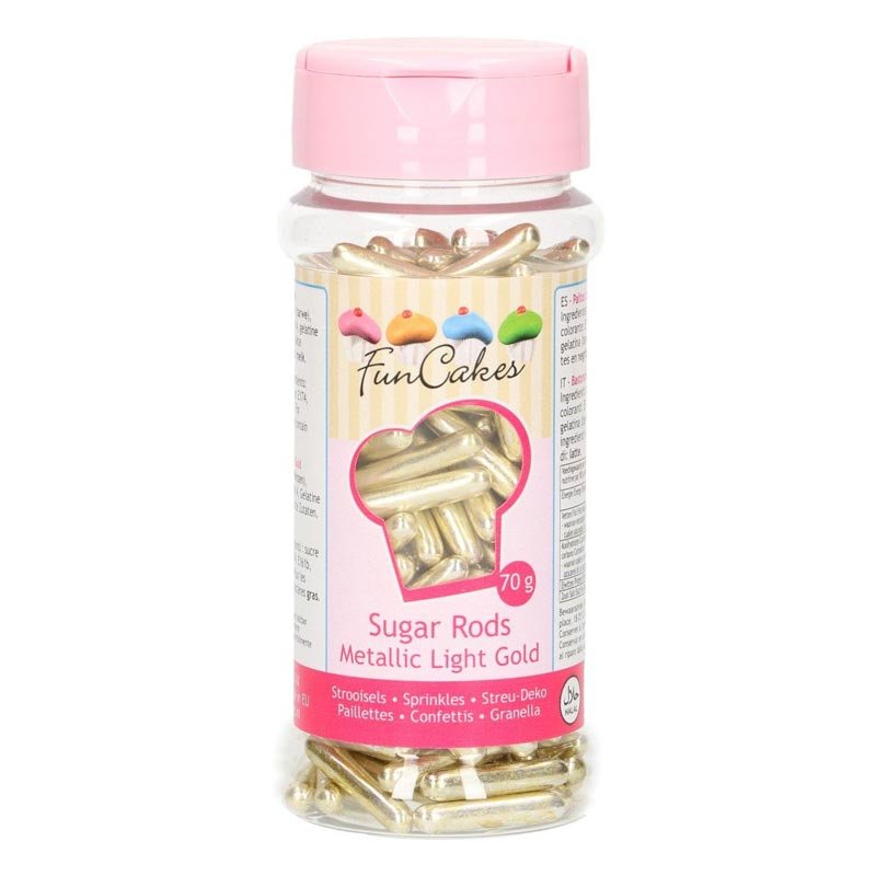 Bâtons de sucre métalliques XL Or clair FunCakes Bâtons de sucre métalliques XL Or clair FunCakes