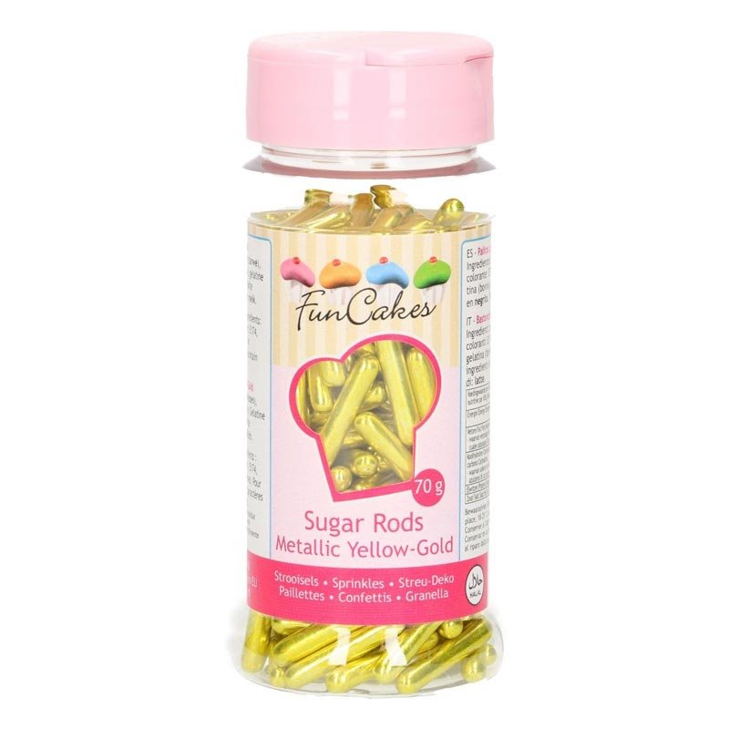 Bâtons de sucre métalliques XL Or 70g FunCakes Bâtons de sucre métalliques XL Or 70g FunCakes
