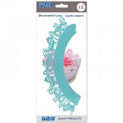 Caissette cupcake bleue bébé dentelée wrap PME