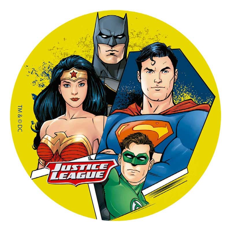 Disque pâte à sucre Ligue des justiciers Ø 16 cm Comics Disque pâte à sucre Ligue des justiciers Ø 16 cm Comics