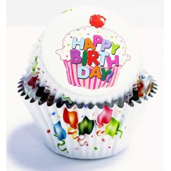 Caissette cupcake Blanche à Ballons de fête pk/30 PME