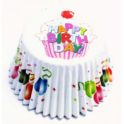 Caissette cupcake Blanche à Ballons de fête pk/30 PME