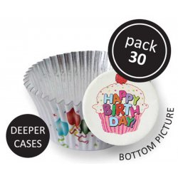 Caissette cupcake Blanche à Ballons de fête pk/30 PME