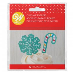 Toppers à cupcakes, buche Flocons de neige & Sucre d'orge Wilton