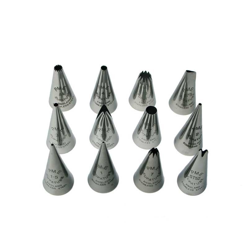 Set De 12 Douilles à Pâtisserie Inox - Formes Cannelées Professionnelles (1A, 4B, 6B, 2C, Etc.) - Pour Décorer Gâteaux, Cupcakes, Biscuits