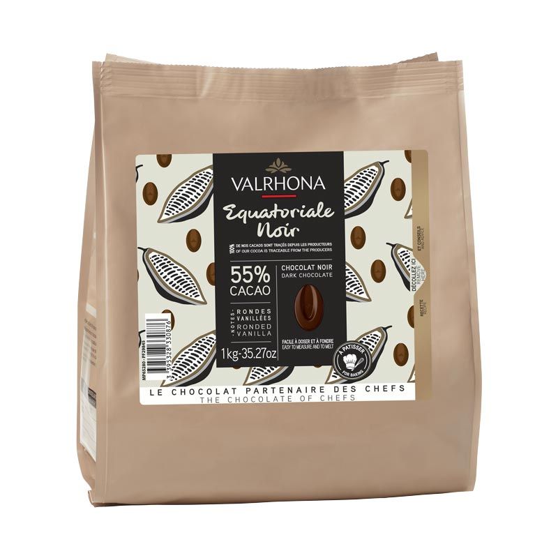 Chocolat Equatoriale noir 55% feve 1 kg Valrhona