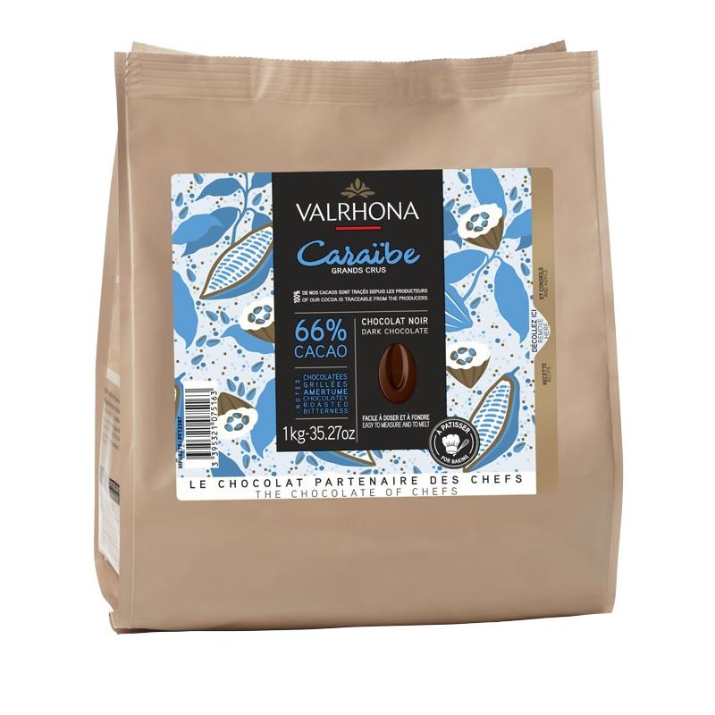 CARAIBE 66% chocolat noir de couverture 1Kg valrhona