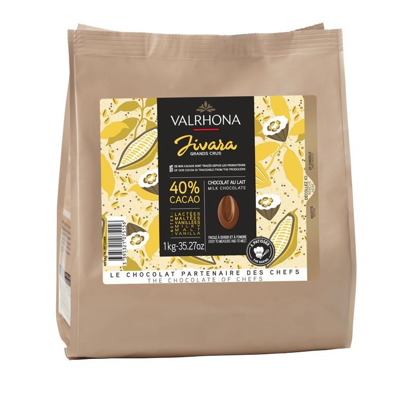 JIVARA 40% chocolat au lait de couverture 1Kg valrhona