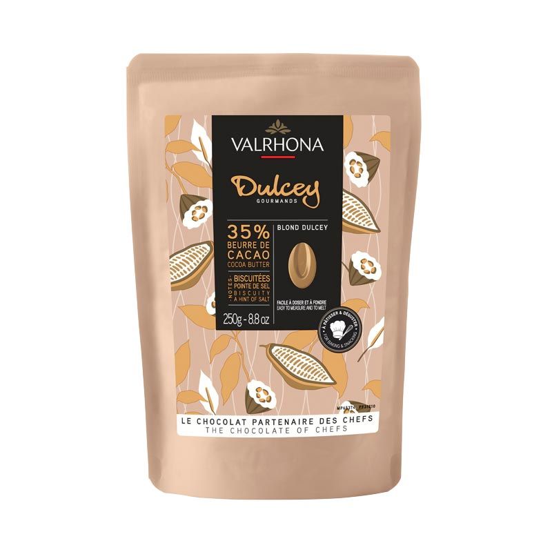 DULCEY 35% chocolat blond de couverture en Fèves 250Gr Valrhona