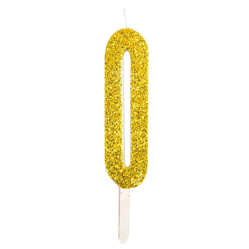Bougie d'Anniversaire chiffre 0 Or paillette PME Bougie d'Anniversaire chiffre 0 Or paillette PME