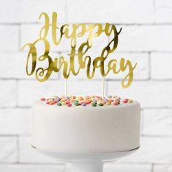 Topper à gâteau Happy Birthday Or
