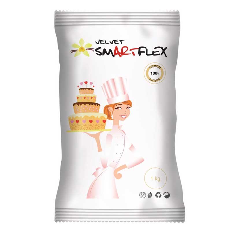 Pâte à sucre Velours blanche 1Kg Smartflex