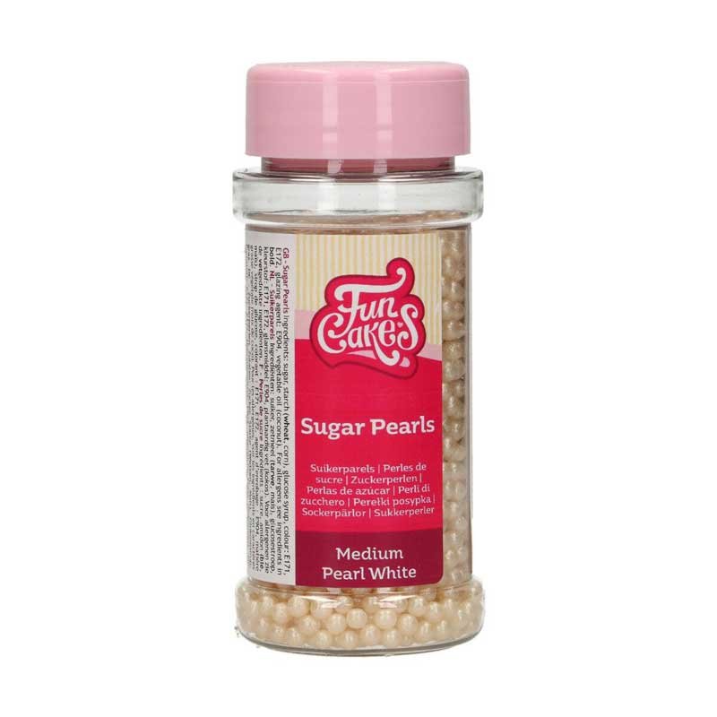 Perles en Sucre blanc nacré 80g FunCakes Perles en Sucre blanc nacré 80g FunCakes