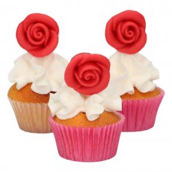 Décorations en pâte d’amande Roses Rouges Set/6 FunCakes