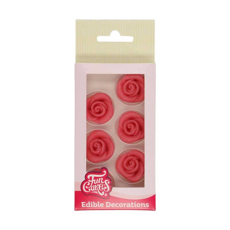 Décorations en pâte d’amande Roses Roses Set/6 FunCakes