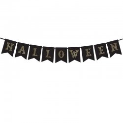 Banderole Fanions Halloween Noir et or