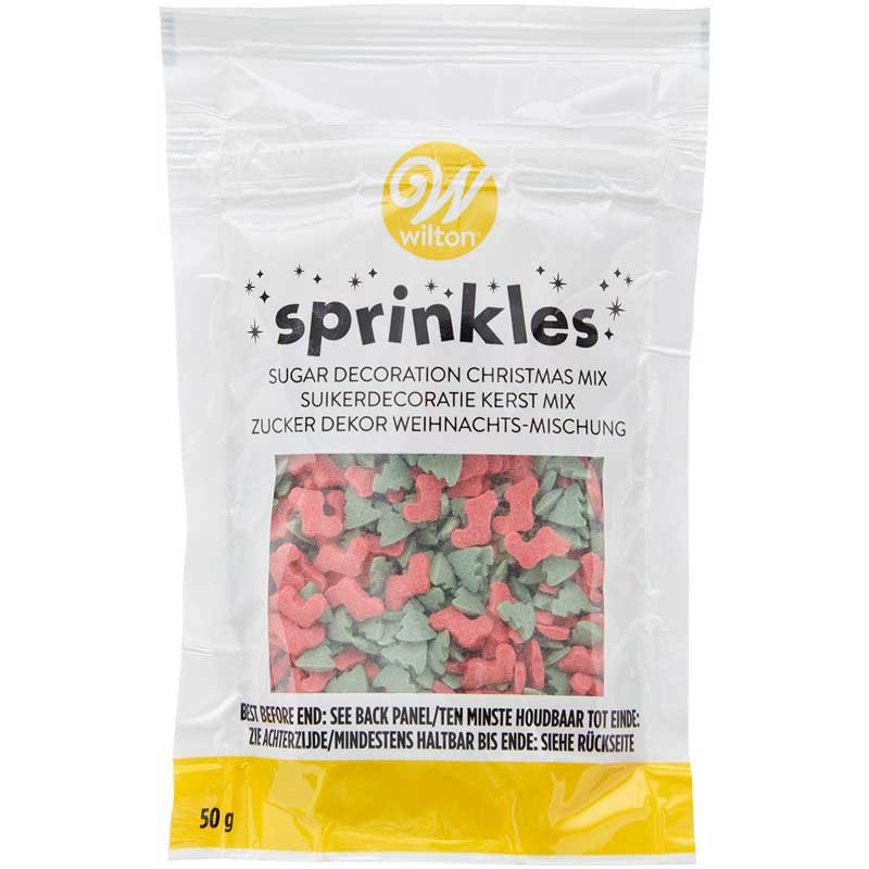 Sprinkles Sapin et chaussette de Noël 50g Wilton Sprinkles Sapin et chaussette de Noël 50g Wilton