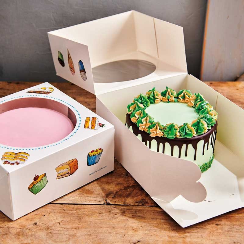 26x26x12 cm FunCakes Boîte à Gâteau Cakes: Design Cupcakes Avec fenêtre Convient pour les gâteaux décorés 2 boîtes 
