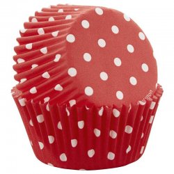 Caissette cupcake Rouge à pois blanc pk/75 Wilton