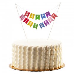 Topper à gâteau drapeau Happy Birthday