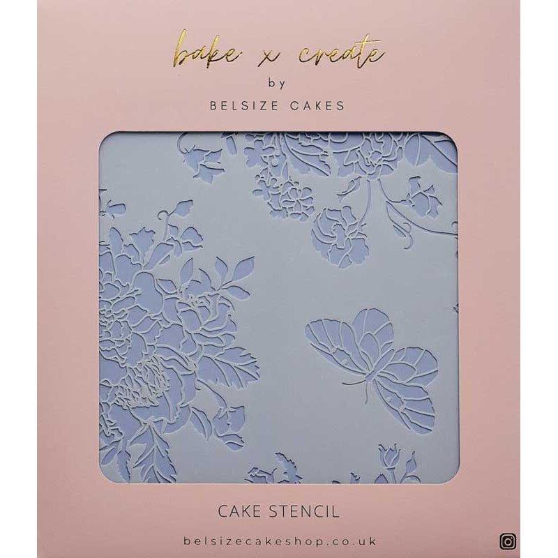 Pochoir pour gâteau motif floral avec papillons Belsize Cakes Pochoir pour gâteau motif floral avec papillons Belsize Cakes