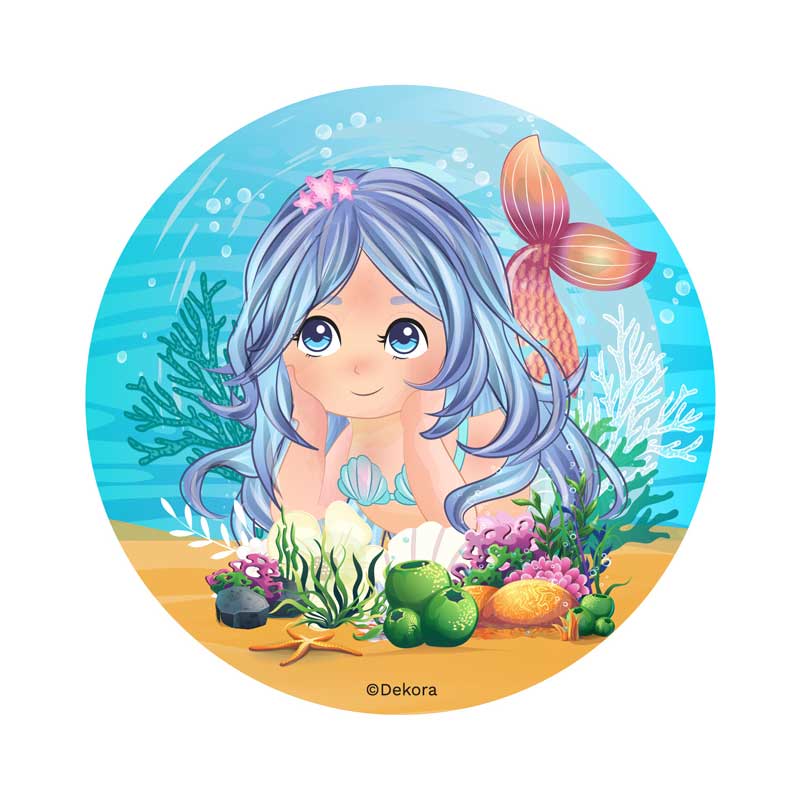 Décoration Comestible Pour Gâteau Sirène - 1 Disque Azyme + 4 Rubans - Pour Anniversaire Enfants