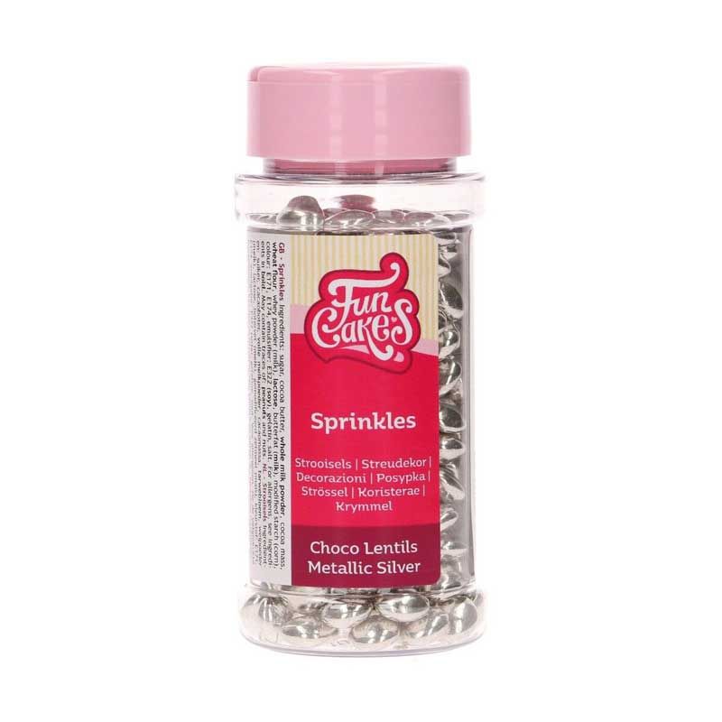 Dragées Chocolat Gris Métallisé 80g FunCakes Dragées Chocolat Gris Métallisé 80g FunCakes