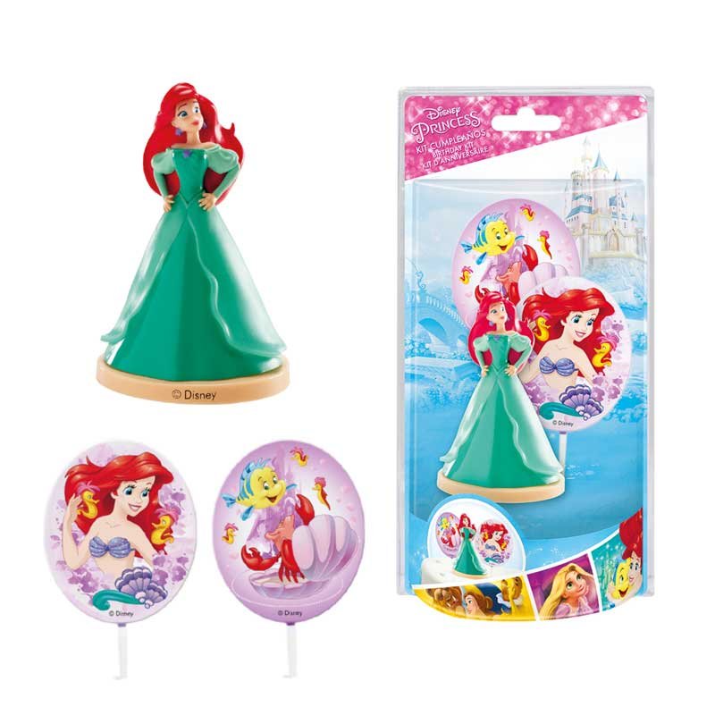 Kit Figurine avec toppers 3D Ariel la petite sirène Princesse Disne