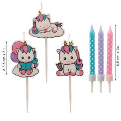 Kit Mix bougies d'anniversaire Licorne