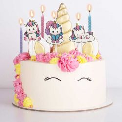 Kit Mix bougies d'anniversaire Licorne