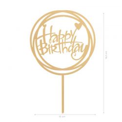 Cake Topper à gâteau Happy Birthday Or