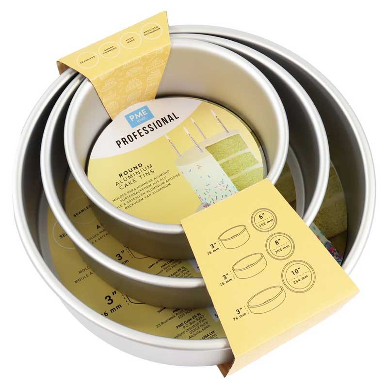 Kit de 3 moules à gâteaux ronds extra profonds Ø 15, 20, 25 x 10cm PME