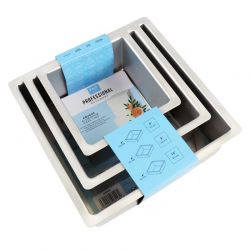 Kit de 3 moules à gâteaux carré extra profonds Ø 15, 20, 25 x 10cm PME