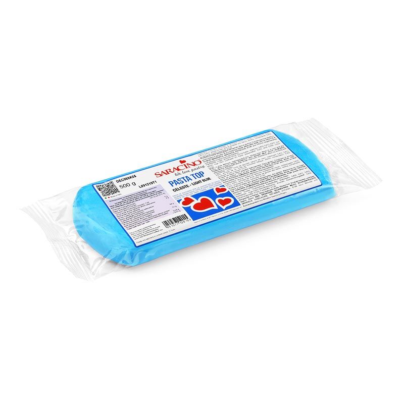 Pâte à sucre de couverture TOP 500gr Saracino couleurs Bleu ciel